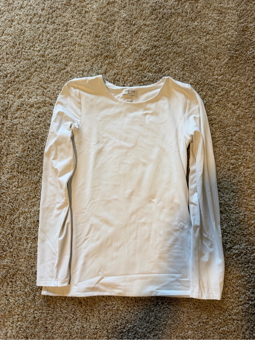 Aritzia Contour White Long Sleeve Crewneck Top